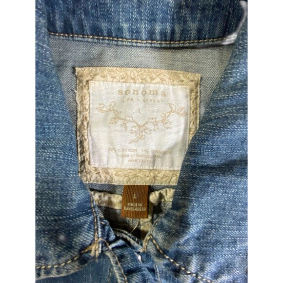 Sonoma Women’s Large Denim Jacket - Custom Sequin Fish Design - Picture 3 of 16